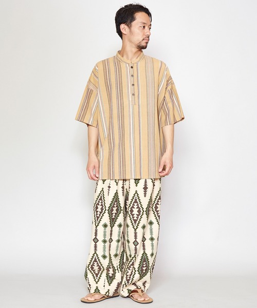 チャイハネ(チャイハネ)の「【チャイハネ】南インドの織り布 マルチストライプMEN'Sトップス(その他トップス・メンズ・ベージュ/レッド/ターコイズブルー・FREE)」の19枚目の写真