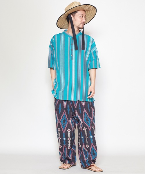 チャイハネ(チャイハネ)の「【チャイハネ】南インドの織り布 マルチストライプMEN'Sトップス(その他トップス・メンズ・ベージュ/レッド/ターコイズブルー・FREE)」の13枚目の写真