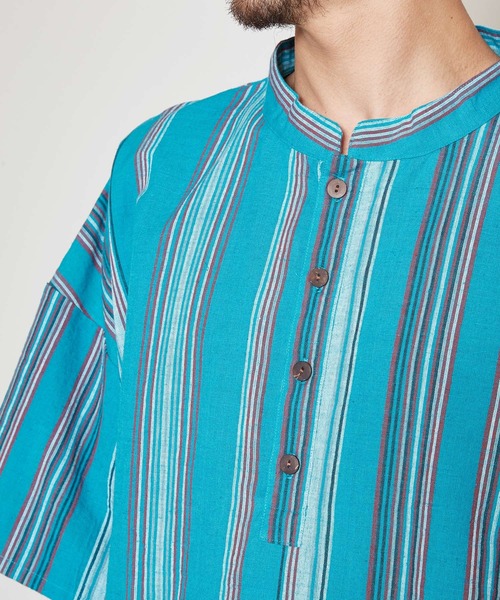 チャイハネ(チャイハネ)の「【チャイハネ】南インドの織り布 マルチストライプMEN'Sトップス(その他トップス・メンズ・ベージュ/レッド/ターコイズブルー・FREE)」の16枚目の写真