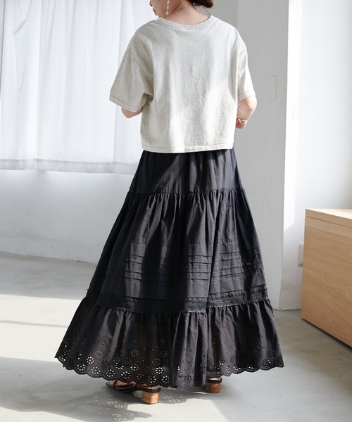 DISCOAT（ディスコート）の「生地刺繍レーススカート（スカート・レディース・オフホワイト/ブラック・FREE）」の15枚目の写真
