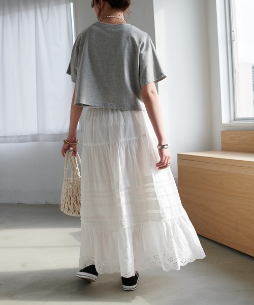 DISCOAT（ディスコート）の「生地刺繍レーススカート（スカート・レディース・オフホワイト/ブラック・FREE）」の8枚目の写真