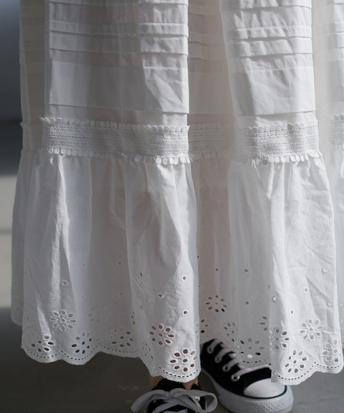 DISCOAT（ディスコート）の「生地刺繍レーススカート（スカート・レディース・オフホワイト/ブラック・FREE）」の12枚目の写真
