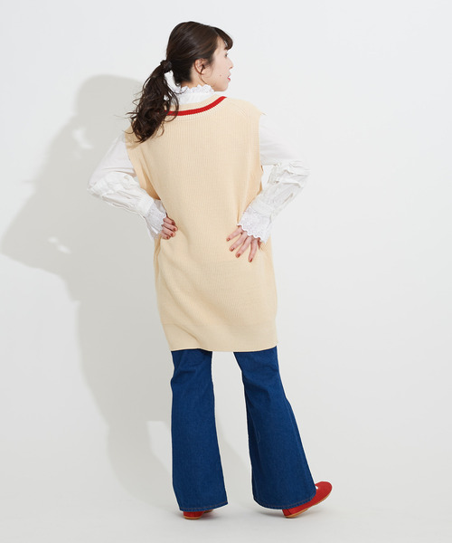 CHILD WOMAN（チャイルドウーマン）の「☆綿リリヤン　チルデンチュニックベスト（ニット/セーター・レディース・ネイビー系/アイボリー/ネイビー/ブラウン・FREE）」の12枚目の写真