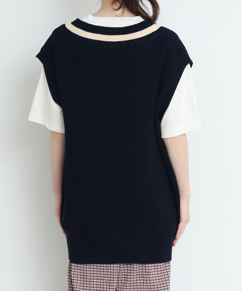 CHILD WOMAN（チャイルドウーマン）の「☆綿リリヤン　チルデンチュニックベスト（ニット/セーター・レディース・ネイビー系/アイボリー/ネイビー/ブラウン・FREE）」の17枚目の写真