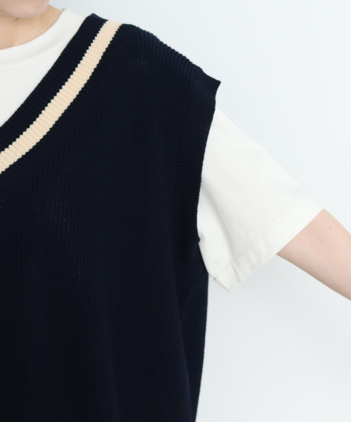 CHILD WOMAN（チャイルドウーマン）の「☆綿リリヤン　チルデンチュニックベスト（ニット/セーター・レディース・ネイビー系/アイボリー/ネイビー/ブラウン・FREE）」の19枚目の写真