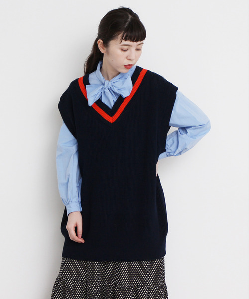 CHILD WOMAN（チャイルドウーマン）の「☆綿リリヤン　チルデンチュニックベスト（ニット/セーター・レディース・ネイビー系/アイボリー/ネイビー/ブラウン・FREE）」の21枚目の写真