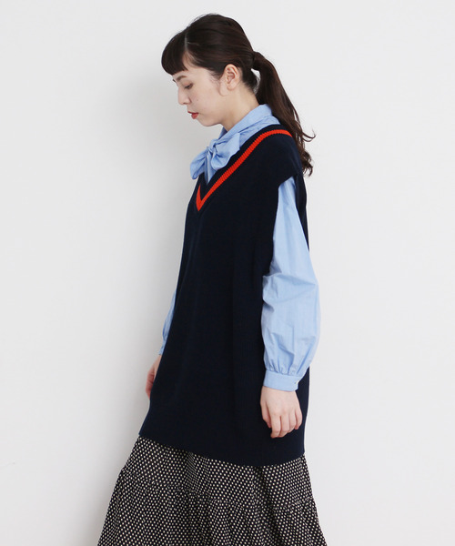 CHILD WOMAN（チャイルドウーマン）の「☆綿リリヤン　チルデンチュニックベスト（ニット/セーター・レディース・ネイビー系/アイボリー/ネイビー/ブラウン・FREE）」の22枚目の写真