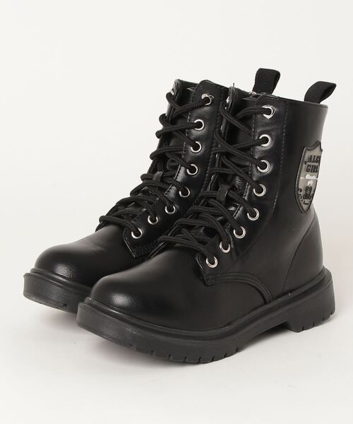 algy(アルジー)の「ALGY 王道あみあげ ゴツめブーツ(ブーツ・キッズ・ブラック・23.0cm/24.0cm/22.0cm/20.0cm/21.0cm)」の1枚目の写真