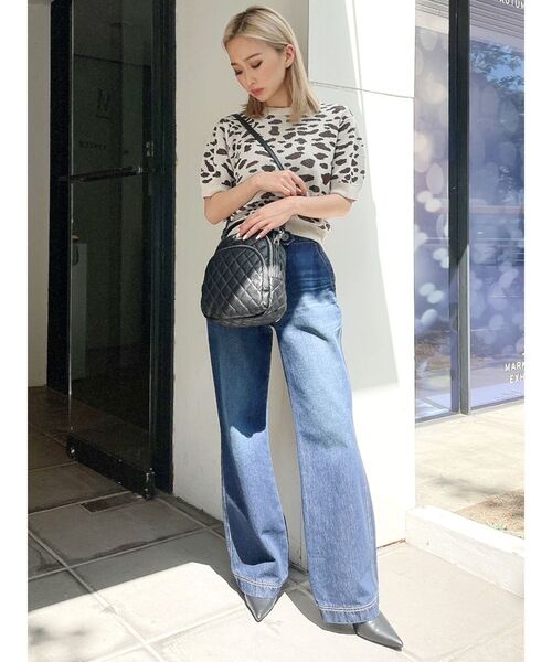 GYDA(ジェイダ)の「レオパードハーフスリーブニット TOPS(ニット/セーター・レディース・チャコールグレー/ブラウン/アイボリー・FREE)」の4枚目の写真
