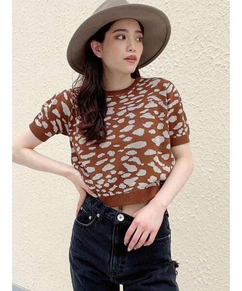 GYDA(ジェイダ)の「レオパードハーフスリーブニット TOPS(ニット/セーター・レディース・チャコールグレー/ブラウン/アイボリー・FREE)」の17枚目の写真