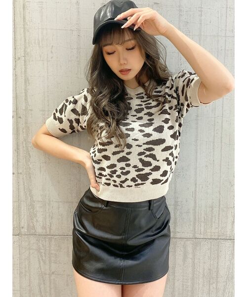 GYDA(ジェイダ)の「レオパードハーフスリーブニット TOPS(ニット/セーター・レディース・チャコールグレー/ブラウン/アイボリー・FREE)」の21枚目の写真