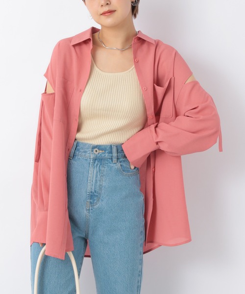 Heather(ヘザー)の「ショルダーデザインシャツ 956952(シャツ/ブラウス・レディース・グレー/ピンク/ホワイト/ブルー・FREE)」の1枚目の写真