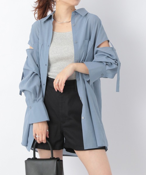 Heather(ヘザー)の「ショルダーデザインシャツ 956952(シャツ/ブラウス・レディース・グレー/ピンク/ホワイト/ブルー・FREE)」の4枚目の写真