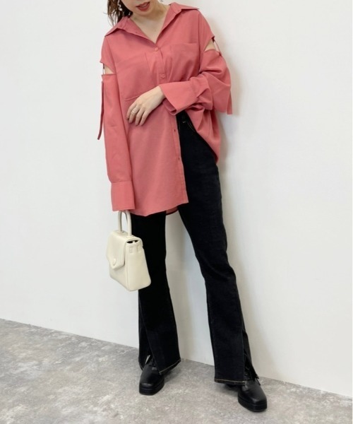 Heather(ヘザー)の「ショルダーデザインシャツ 956952(シャツ/ブラウス・レディース・グレー/ピンク/ホワイト/ブルー・FREE)」の19枚目の写真