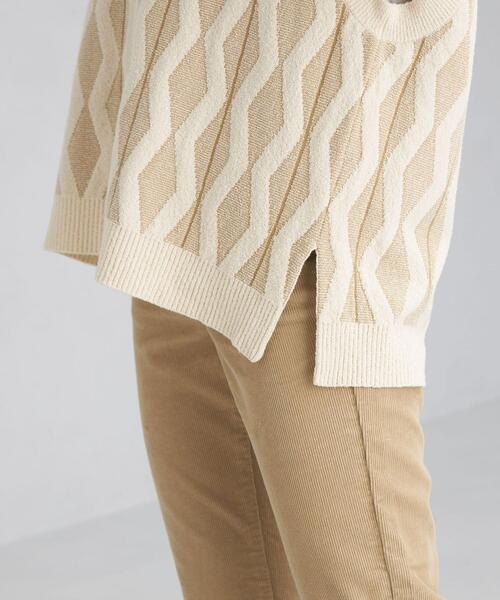 green label relaxing(グリーンレーベルリラクシング)の「ジャカード Vネック ベスト(ベスト・レディース・ナチュラル/オリーブ・FREE)」の8枚目の写真