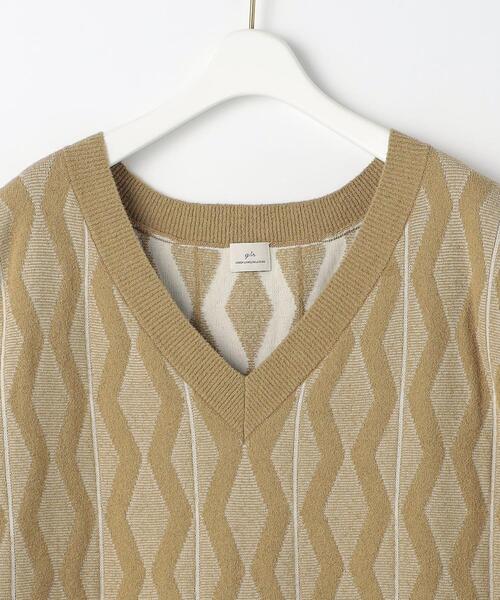 green label relaxing(グリーンレーベルリラクシング)の「ジャカード Vネック ベスト(ベスト・レディース・ナチュラル/オリーブ・FREE)」の20枚目の写真