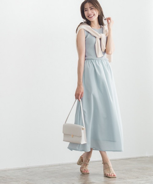 ノースリーブニットドッキングワンピース