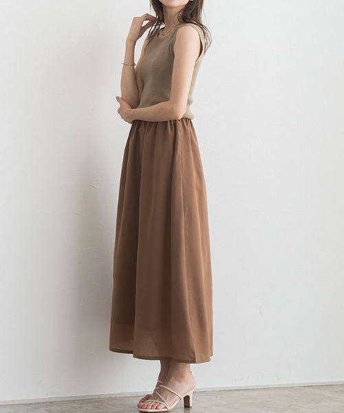 ノースリーブニットドッキングワンピース