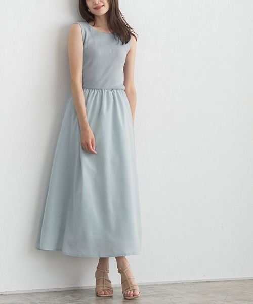 ノースリーブニットドッキングワンピース
