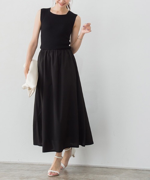 美品♡ Rene ルネ レオパード　ニット ドッキングワンピース ノースリーブ 美品♡ Rene ルネ レオパード ニット ドッキングワンピース