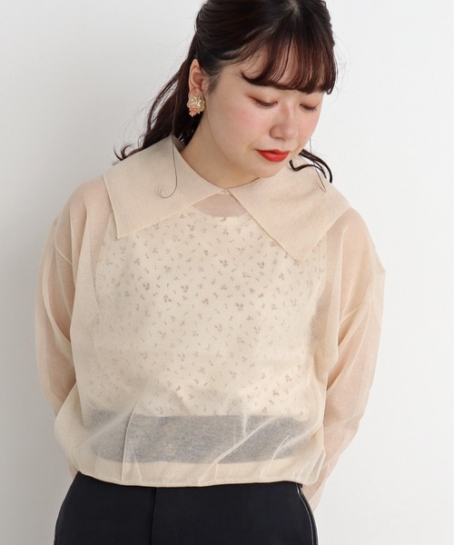 Malle（マル）の「Malle　コットン/ポリエステル大きな衿のセーター（ニット/セーター・レディース・ライトグレー/キナリ/ブラック・FREE）」の2枚目の写真