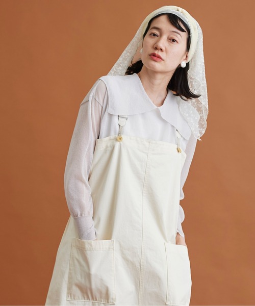 Malle（マル）の「Malle　コットン/ポリエステル大きな衿のセーター（ニット/セーター・レディース・ライトグレー/キナリ/ブラック・FREE）」の6枚目の写真