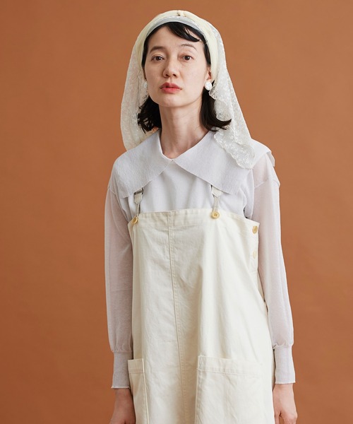 Malle（マル）の「Malle　コットン/ポリエステル大きな衿のセーター（ニット/セーター・レディース・ライトグレー/キナリ/ブラック・FREE）」の4枚目の写真