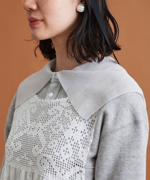 Malle（マル）の「Malle　コットン/ポリエステル大きな衿のセーター（ニット/セーター・レディース・ライトグレー/キナリ/ブラック・FREE）」の18枚目の写真