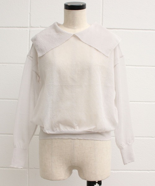 Malle（マル）の「Malle　コットン/ポリエステル大きな衿のセーター（ニット/セーター・レディース・ライトグレー/キナリ/ブラック・FREE）」の20枚目の写真