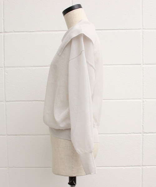 Malle（マル）の「Malle　コットン/ポリエステル大きな衿のセーター（ニット/セーター・レディース・ライトグレー/キナリ/ブラック・FREE）」の21枚目の写真