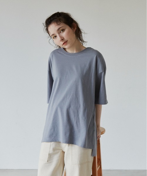 idem（イデム）の「unisex idem big Tshirt/ユニセックスビッグTシャツ（Tシャツ/カットソー・レディース・ブルー/アイボリー/ミント・MEDIUM/LARGE）」の4枚目の写真