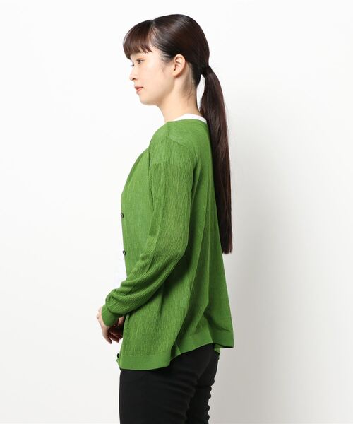 CAPRICIEUX LE'MAGE（カプリシューレマージュ）の「2WAY柄編みリブカーディガン（カーディガン/ボレロ・レディース・チャコールグレー/ピンク/グリーン・FREE）」の6枚目の写真