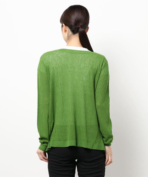 CAPRICIEUX LE'MAGE（カプリシューレマージュ）の「2WAY柄編みリブカーディガン（カーディガン/ボレロ・レディース・チャコールグレー/ピンク/グリーン・FREE）」の5枚目の写真