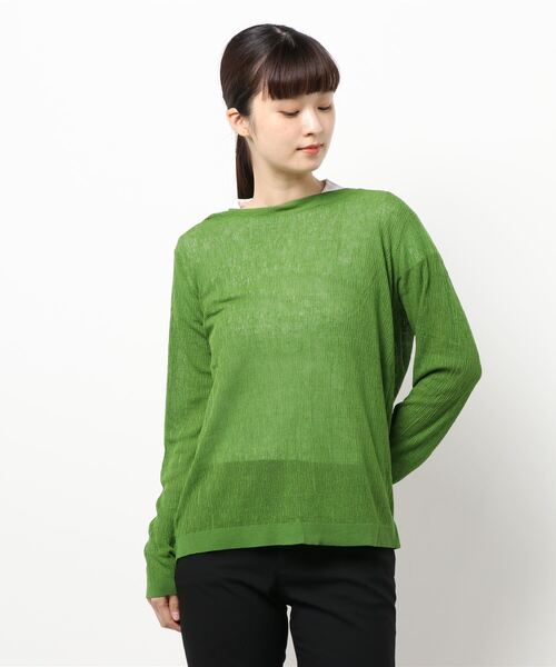 CAPRICIEUX LE'MAGE（カプリシューレマージュ）の「2WAY柄編みリブカーディガン（カーディガン/ボレロ・レディース・チャコールグレー/ピンク/グリーン・FREE）」の4枚目の写真