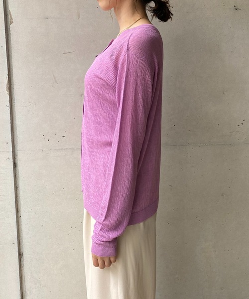 CAPRICIEUX LE'MAGE（カプリシューレマージュ）の「2WAY柄編みリブカーディガン（カーディガン/ボレロ・レディース・チャコールグレー/ピンク/グリーン・FREE）」の8枚目の写真