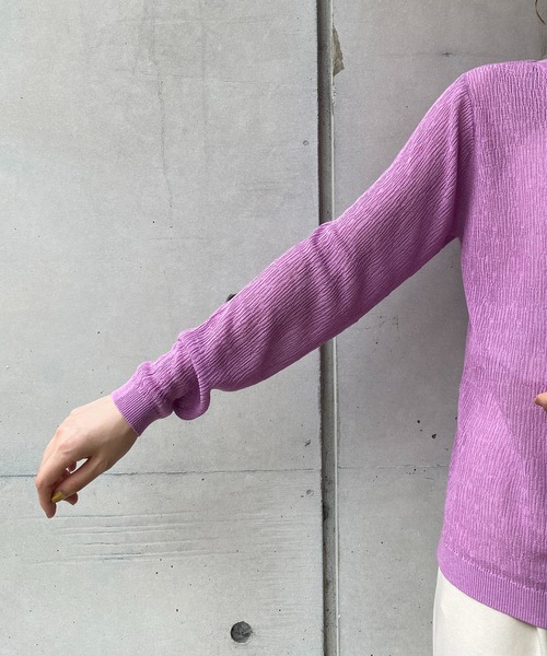 CAPRICIEUX LE'MAGE（カプリシューレマージュ）の「2WAY柄編みリブカーディガン（カーディガン/ボレロ・レディース・チャコールグレー/ピンク/グリーン・FREE）」の11枚目の写真