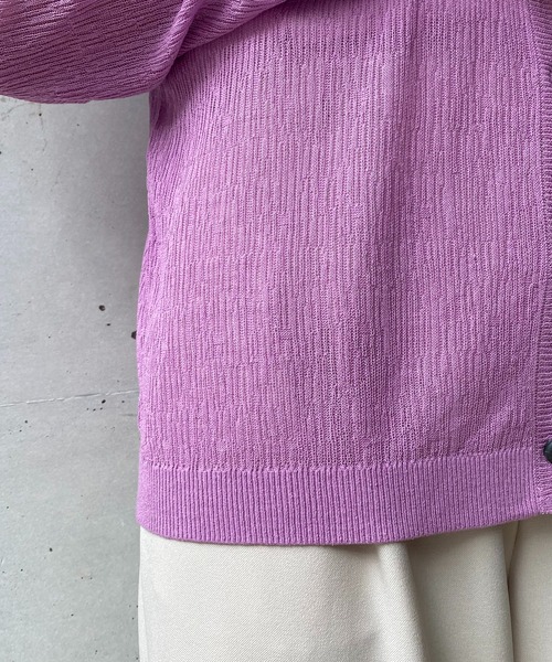 CAPRICIEUX LE'MAGE（カプリシューレマージュ）の「2WAY柄編みリブカーディガン（カーディガン/ボレロ・レディース・チャコールグレー/ピンク/グリーン・FREE）」の12枚目の写真