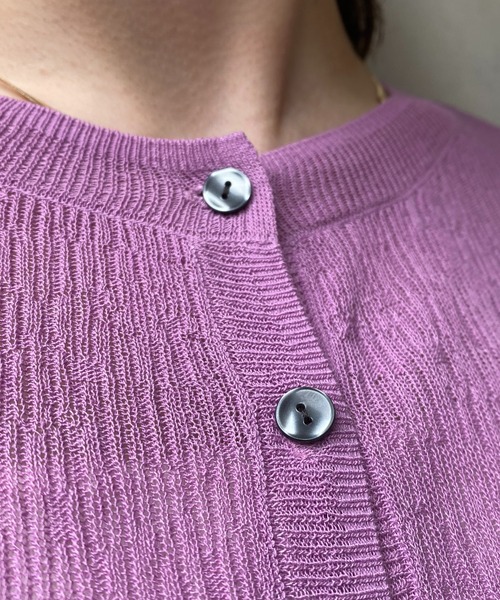 CAPRICIEUX LE'MAGE（カプリシューレマージュ）の「2WAY柄編みリブカーディガン（カーディガン/ボレロ・レディース・チャコールグレー/ピンク/グリーン・FREE）」の13枚目の写真