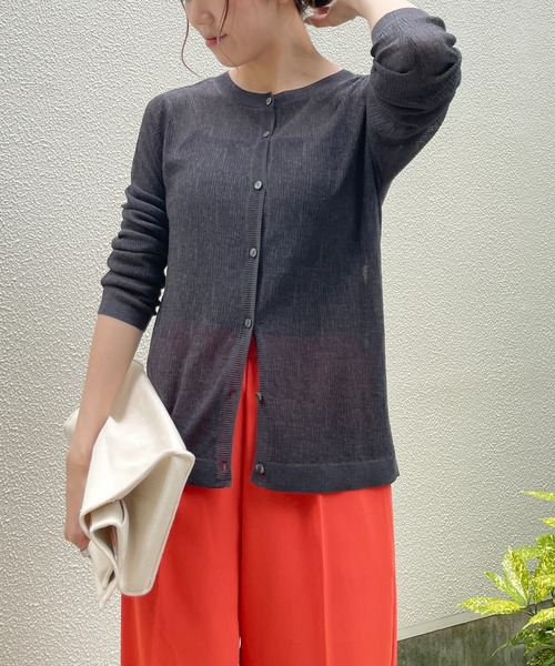 CAPRICIEUX LE'MAGE（カプリシューレマージュ）の「2WAY柄編みリブカーディガン（カーディガン/ボレロ・レディース・チャコールグレー/ピンク/グリーン・FREE）」の14枚目の写真