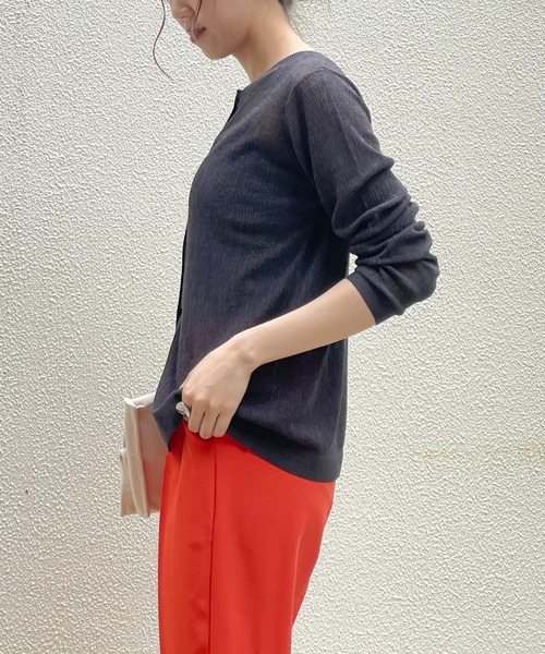 CAPRICIEUX LE'MAGE（カプリシューレマージュ）の「2WAY柄編みリブカーディガン（カーディガン/ボレロ・レディース・チャコールグレー/ピンク/グリーン・FREE）」の16枚目の写真