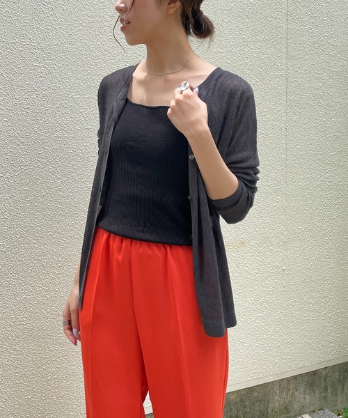 CAPRICIEUX LE'MAGE（カプリシューレマージュ）の「2WAY柄編みリブカーディガン（カーディガン/ボレロ・レディース・チャコールグレー/ピンク/グリーン・FREE）」の17枚目の写真