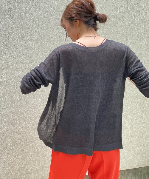 CAPRICIEUX LE'MAGE（カプリシューレマージュ）の「2WAY柄編みリブカーディガン（カーディガン/ボレロ・レディース・チャコールグレー/ピンク/グリーン・FREE）」の18枚目の写真