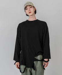 【UNISEX】グランジラウンドカッティングロングTシャツ
