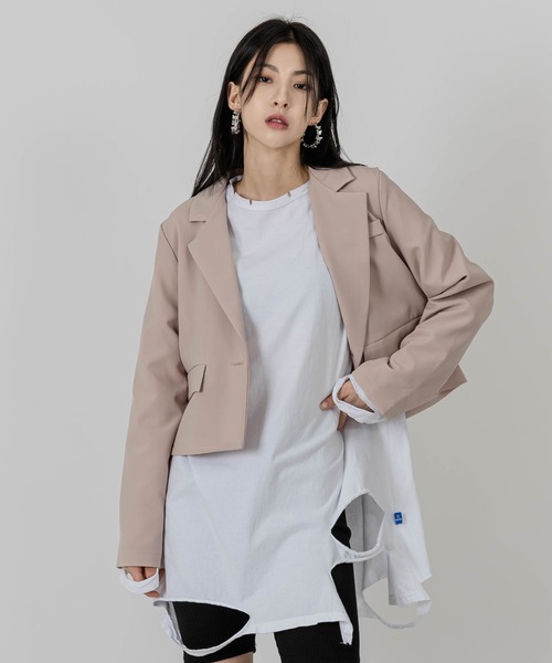 FOLLOWIN(フォロウィン)の「【UNISEX】グランジラウンドカッティングロングTシャツ(Tシャツ/カットソー・メンズ・ブラック/ブラウン/アイボリー・FREE)」の5枚目の写真