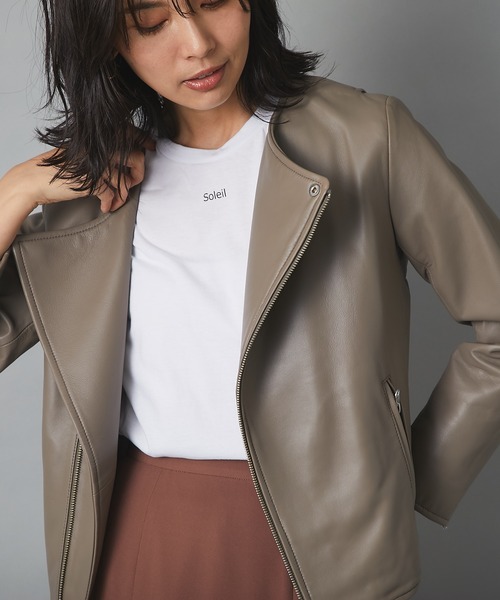 RIVE DROITE(リヴドロワ)の「美シルエットライダースJK/ノーカラーライダースジャケット(ライダースジャケット・レディース・ブラック/グレー系その他・FREE)」の13枚目の写真