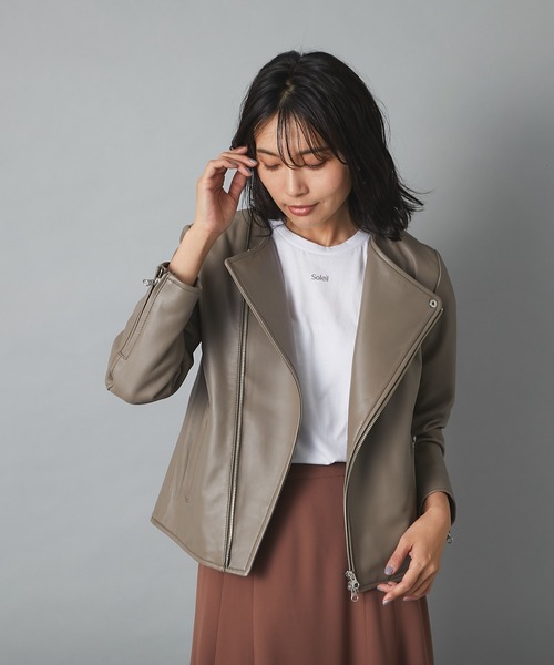 RIVE DROITE(リヴドロワ)の「美シルエットライダースJK/ノーカラーライダースジャケット(ライダースジャケット・レディース・ブラック/グレー系その他・FREE)」の16枚目の写真