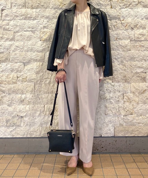 RIVE DROITE(リヴドロワ)の「美シルエットライダースJK/ノーカラーライダースジャケット(ライダースジャケット・レディース・ブラック/グレー系その他・FREE)」の8枚目の写真