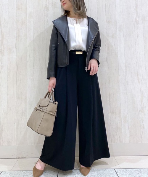 RIVE DROITE(リヴドロワ)の「美シルエットライダースJK/ノーカラーライダースジャケット(ライダースジャケット・レディース・ブラック/グレー系その他・FREE)」の7枚目の写真