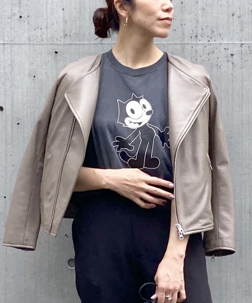 RIVE DROITE(リヴドロワ)の「美シルエットライダースJK/ノーカラーライダースジャケット(ライダースジャケット・レディース・ブラック/グレー系その他・FREE)」の19枚目の写真