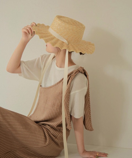 Amiur（エミレ）の「pleats straw hat（ハット・レディース・ブラック/ブラウン/アイボリー・FREE）」の5枚目の写真